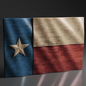 Texas Wavy Flag - CNC Files For Wood, 3D STL Model