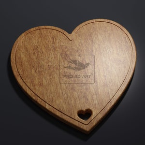 Heart Cutting Board - CNC files for Wood (svg, dxf, eps, pdf, ai, stl)