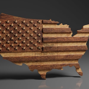 USA Flag and Map Pack CNC Files For Wood, 3D STL Models image 6