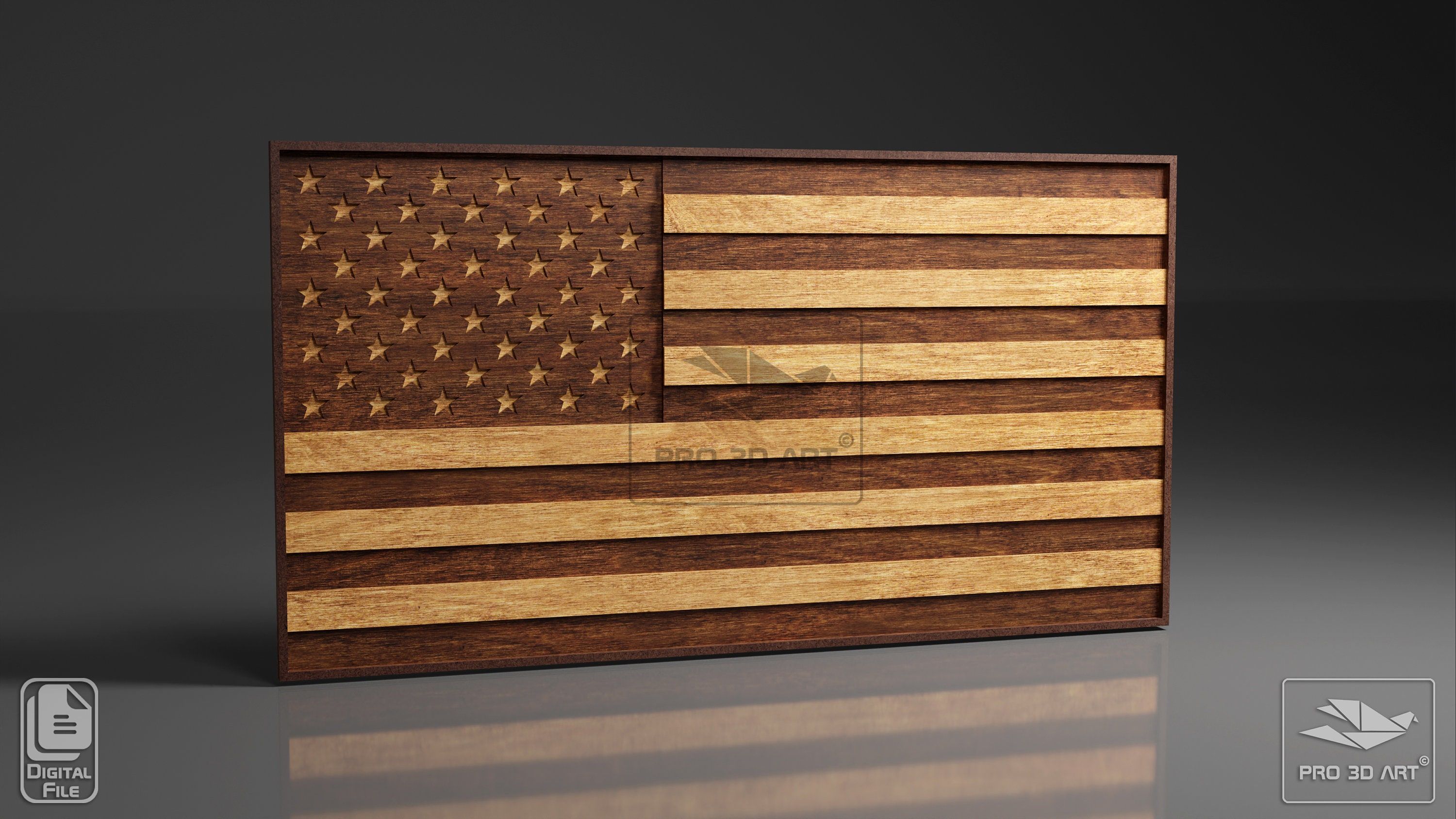 USA Flag Multilayer Laser Cutting Files