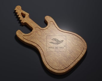 Guitar Cutting Board - CNC files for Wood (svg, dxf, eps, pdf, ai, stl)