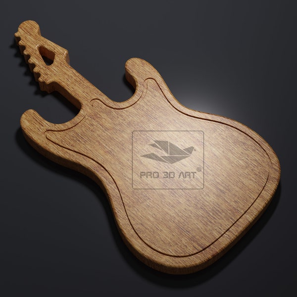 Guitar Cutting Board - CNC files for Wood (svg, dxf, eps, pdf, ai, stl)