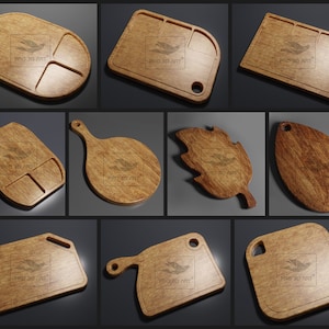 Cutting Board Set of 10 - CNC Files for Wood (svg, dxf, eps, pfd, ai, stl)