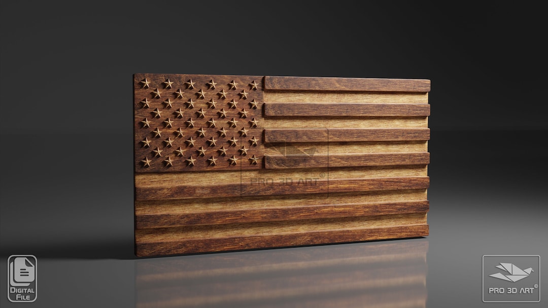 USA Flag CNC Files for Wood, 3D STL Model Etsy