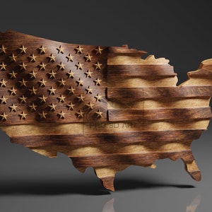 USA Flag and Map Pack CNC Files For Wood, 3D STL Models image 5