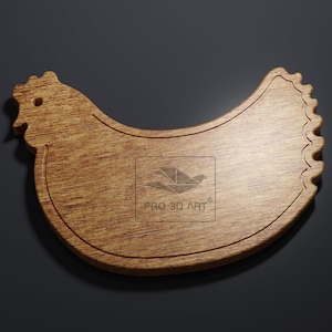 Chicken Cutting Board - CNC files for Wood (svg, dxf, eps, pdf, ai, stl)