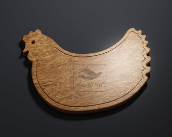 Huhn Schneidebrett - CNC Dateien für Holz (svg, dxf, eps, pdf, ai, stl)