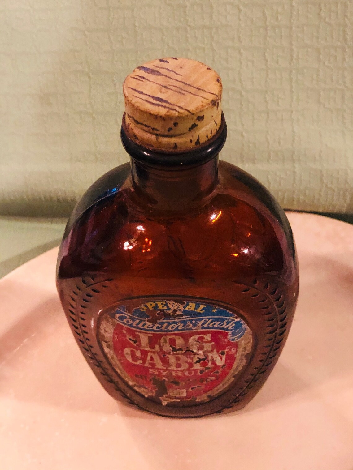 Vintage Log Cabin Syrup Collector's Flask Bottle 1976 Etsy