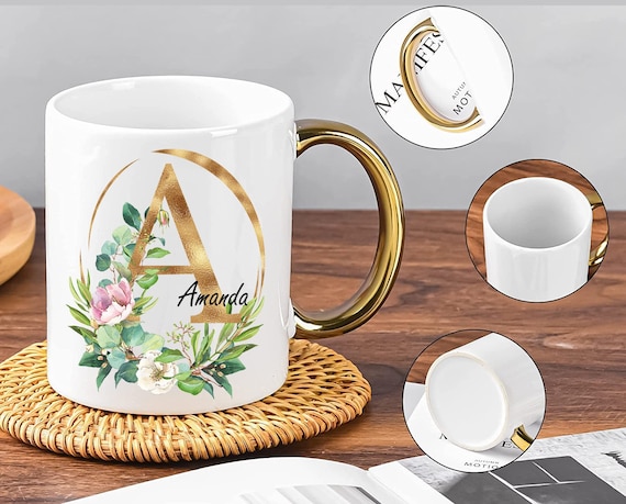 Letter S Personalized Initial Mug, Letter S Personalized Marble Coffee Mug,  Letter Coffee Mugs for Women, Bridal Shower Gifts, Man and Women's