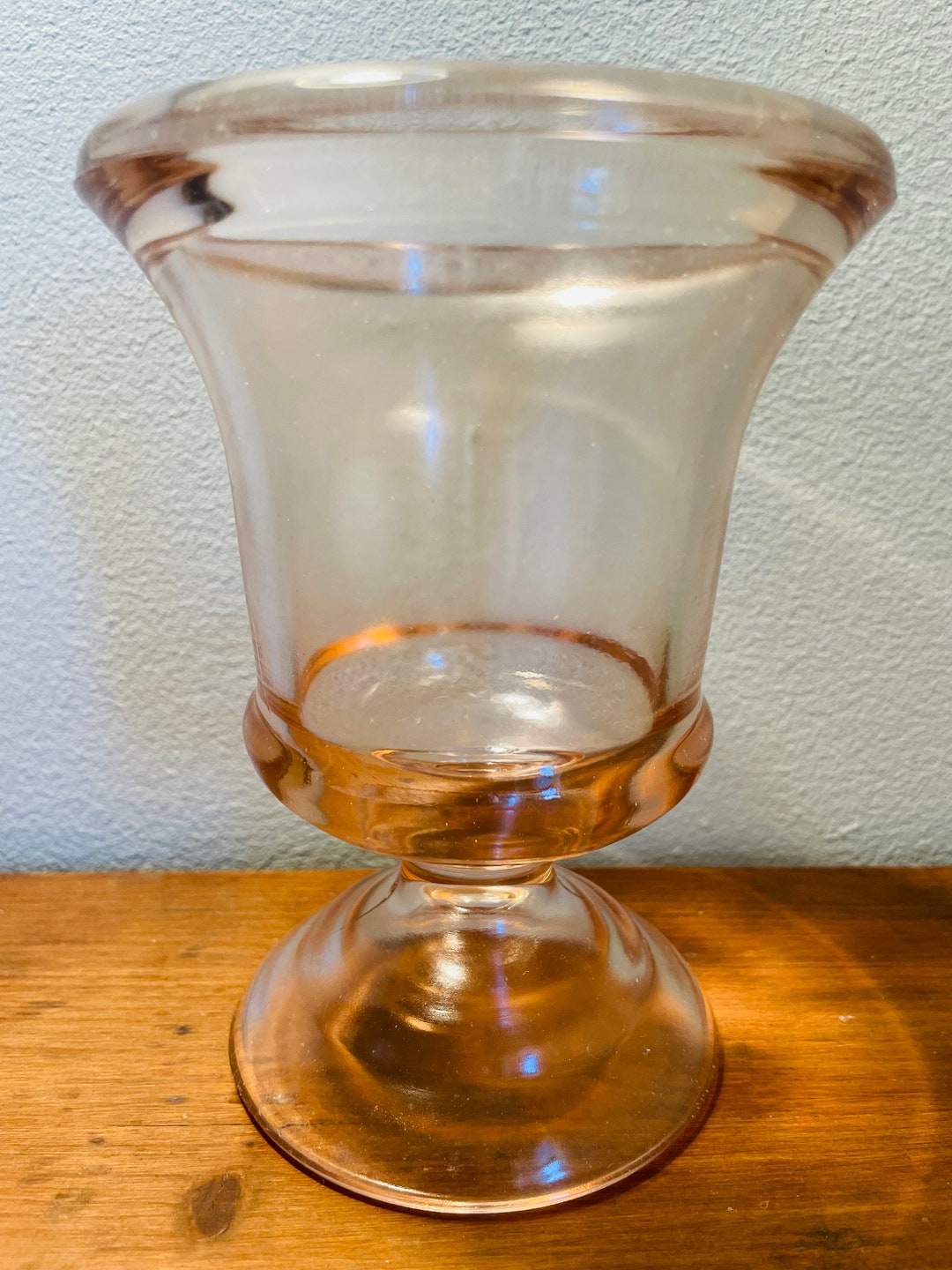 Vintage Pink Depression Glass Vase Etsy