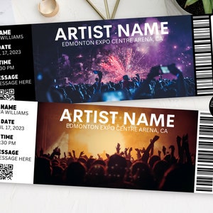 Konzertticket Vorlage, bearbeitbare Canva Ticketvorlage, benutzerdefiniertes Konzertticket Geschenk, druckbare Konzertkarten Geschenkidee