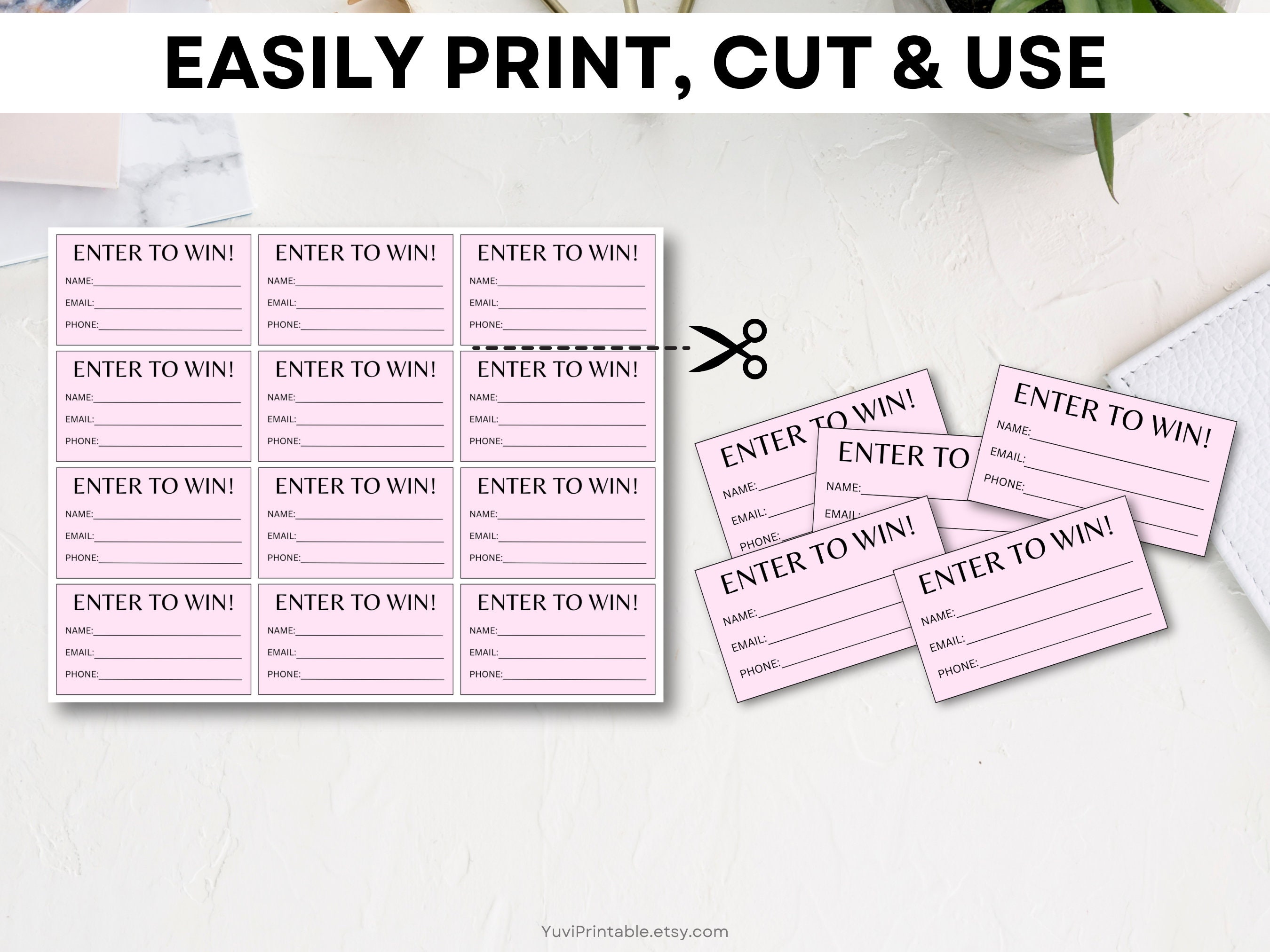 Printable Raffle Tickets, Enter to Win Tickets, Printable Enter to Win ...