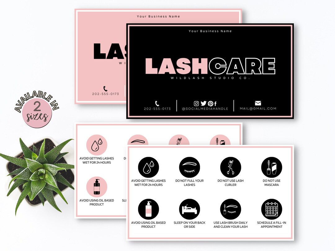 Lash Aftercare Card Template Printable Editable Eyelash Care - Etsy