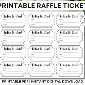 Billets de tombola imprimables, Participez pour gagner des billets, Modèle de billet de tombola imprimable Participez pour gagner, Billet de tombola minimaliste, Billet de tombola simple