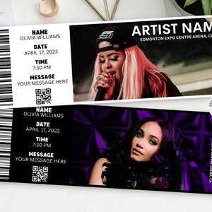 Konzertticket Vorlage, bearbeitbare Canva Ticketvorlage, benutzerdefiniertes Konzertticket Geschenk, druckbare Konzertkarten Geschenkidee