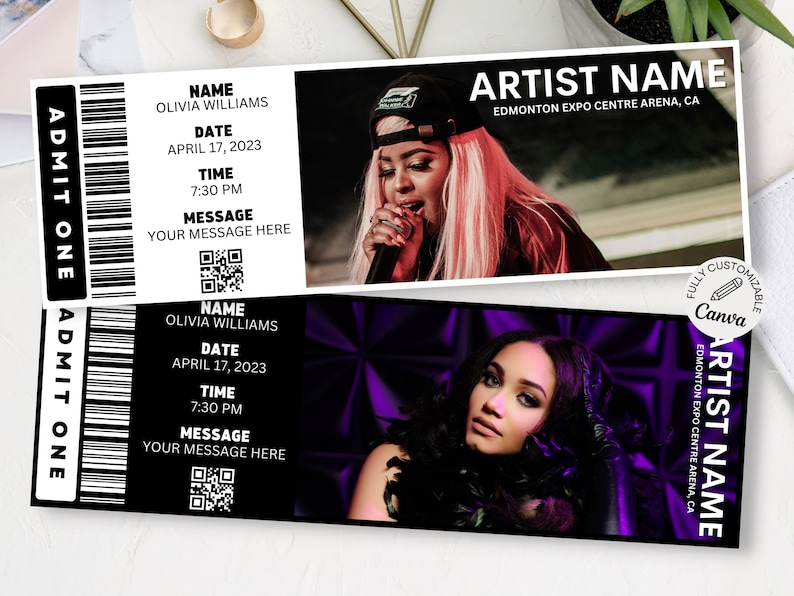 Editable Concert Ticket Template Custom Concert Ticket Etsy UK