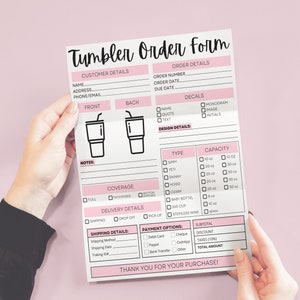 Custom Tumbler Order Form Printable Tumbler Order Form Template ...