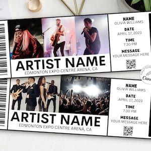 Konzertticket-Vorlage, bearbeitbare Ereigniskarte Canva-Vorlage, benutzerdefiniertes Konzertticket-Geschenk, druckbare Konzertkarten-Geschenkidee