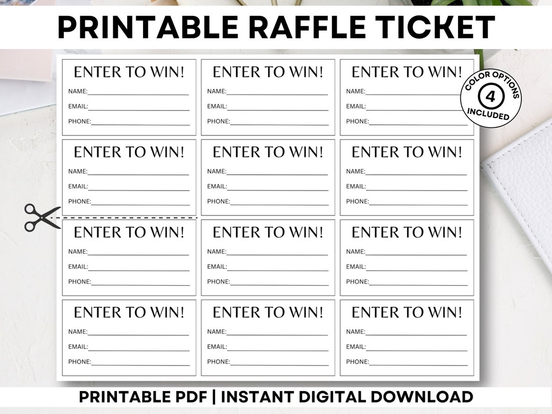Printable Raffle Tickets, Enter to Win Tickets, Printable Enter to Win Printable Raffle Tickets, Enter to Win Tickets, Printable Enter to Win