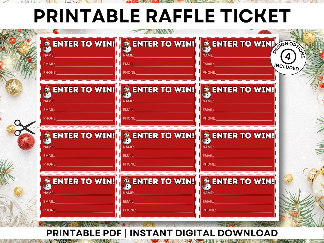 Win Raffle Tickets Printable Raffle Tickets, Enter to Win Tickets, Printable Enter to Win ...