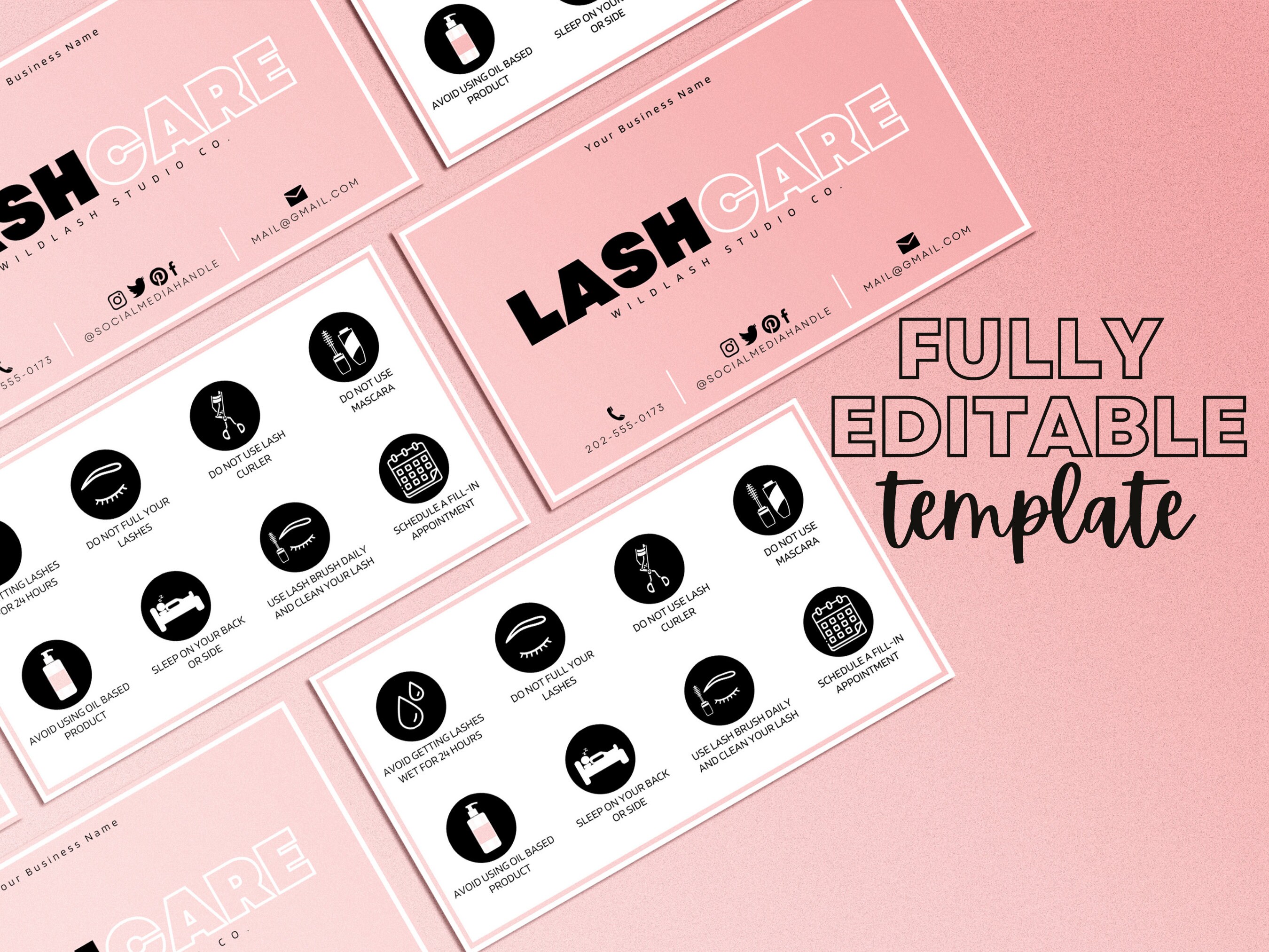 Lash Aftercare Card Template Printable Editable Eyelash Care - Etsy