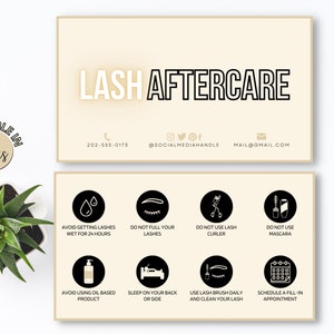 Lash Aftercare Card Template Printable Editable Eyelash Care - Etsy