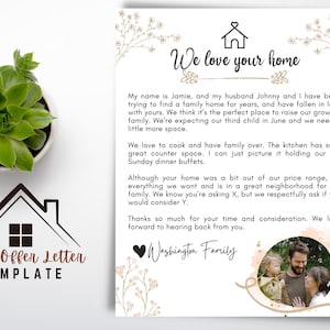 Plantilla de carta de oferta de vivienda, carta editable al vendedor, carta de oferta de comprador de vivienda imprimible, plantilla de Canva de carta de estimado vendedor, BuyerOfferLetter