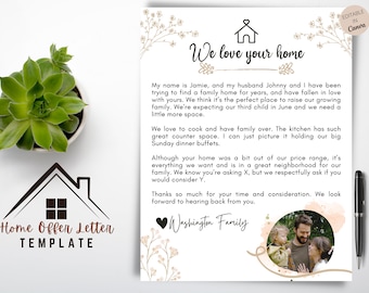 Home Offer Letter Template, Editable Letter To Seller, Printable Home Buyer Offer Letter, Dear Seller Letter Canva Template,BuyerOfferLetter