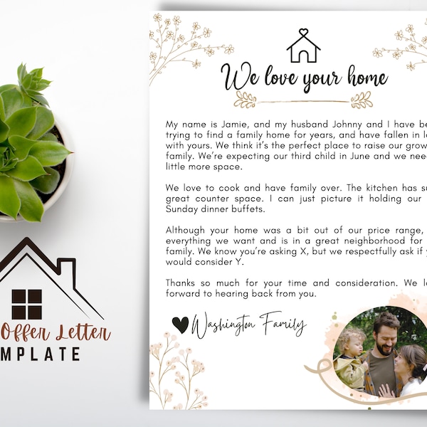 Home Offer Letter Template, Editable Letter To Seller, Printable Home Buyer Offer Letter, Dear Seller Letter Canva Template,BuyerOfferLetter