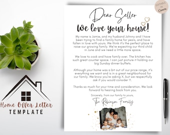 Home Offer Letter Template, Editable Letter To Seller, Buyer Offer Letter, Editable Personalized Home Buyer Letter