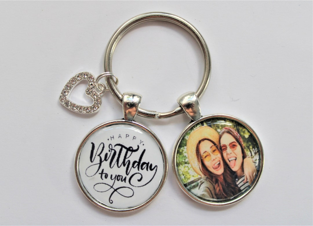 Happy Birthday to You Personalised Photo Keyring With Diamond Heart ...