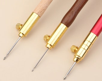 Travel-sized Tambour Punch Needling Kit with Interchangeable Heads | Minimalistic Punch Needle with 3 Needles