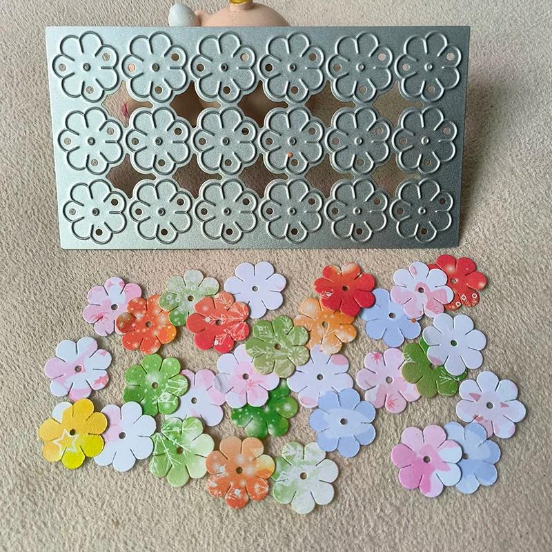 穴あきの同じ花18個入りカッティングダイ | DIY ガーランド