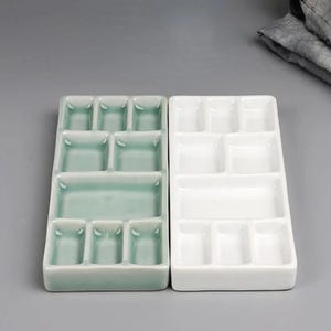 1 pz tavolozza di colori in ceramica (2 colori) / vassoio per colori acrilici, acquerelli e oli