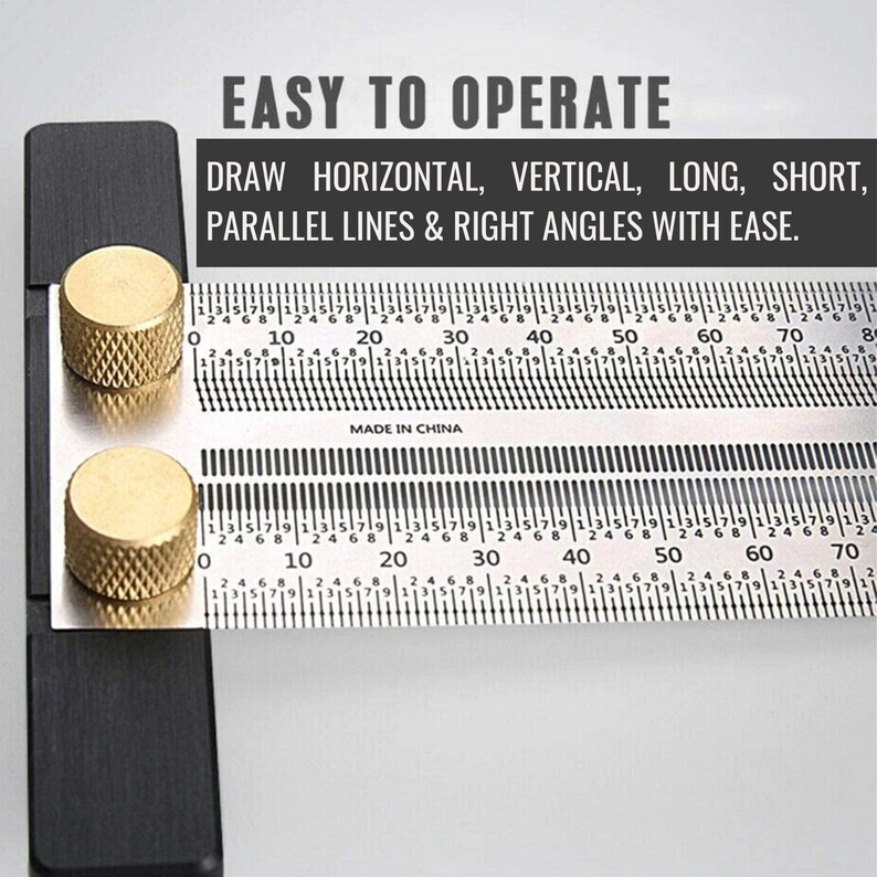 Knob Ruler 180mm-400mm High-precision Woodworking T-rule | Carpenter's Marking ...
