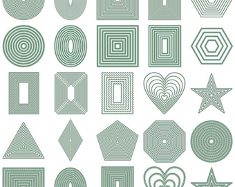 Die Cutting Frame Set | Card making, Scrapbooking, DIY | Polygon, Hexagon, Octagon, Diamond, Square, Oval, Triangle, Heart