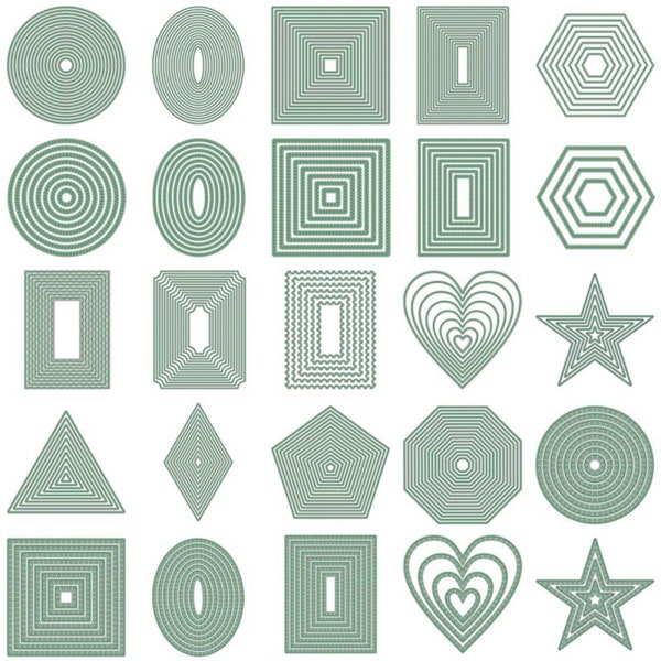 Die Cutting Frame Set | Card making, Scrapbooking, DIY | Polygon, Hexagon, Octagon, Diamond, Square, Oval, Triangle, Heart