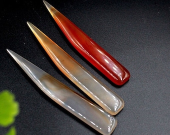 3 Sizes Natural Agate Bone Folder | Leatherworking/Bookbinding Scoring, Folding, Creasing Tool