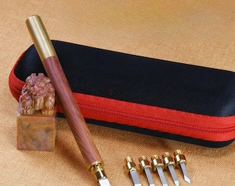 3/6/9pc Detachable Tungsten Steel Dual End Chisel Carving Knife Set with Pouch | Stone, Wood, Jade, Rubber Seal Carving/Engraving