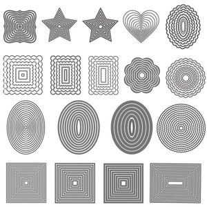 Set di telai per fustellature / creazione di carte, scrapbooking, fai da te / quadrato, ovale, stella, cuore, rettangolo, fiore