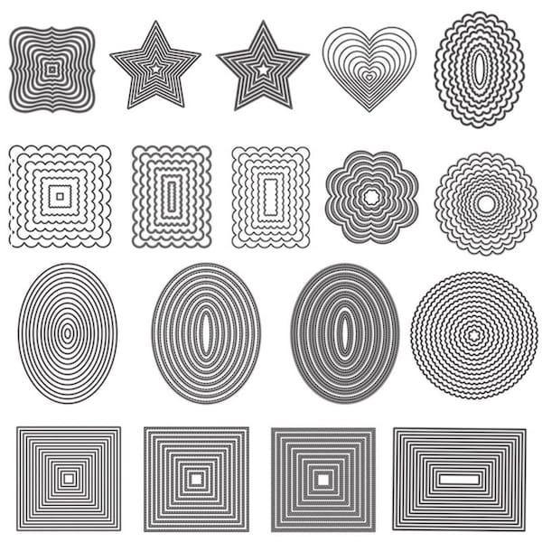 Die Cutting Frame Set | Card making, Scrapbooking, DIY | Square, Oval, Star, Heart, Rectangle, Flower