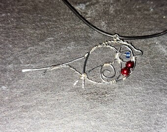 Hand made wire robin necklace