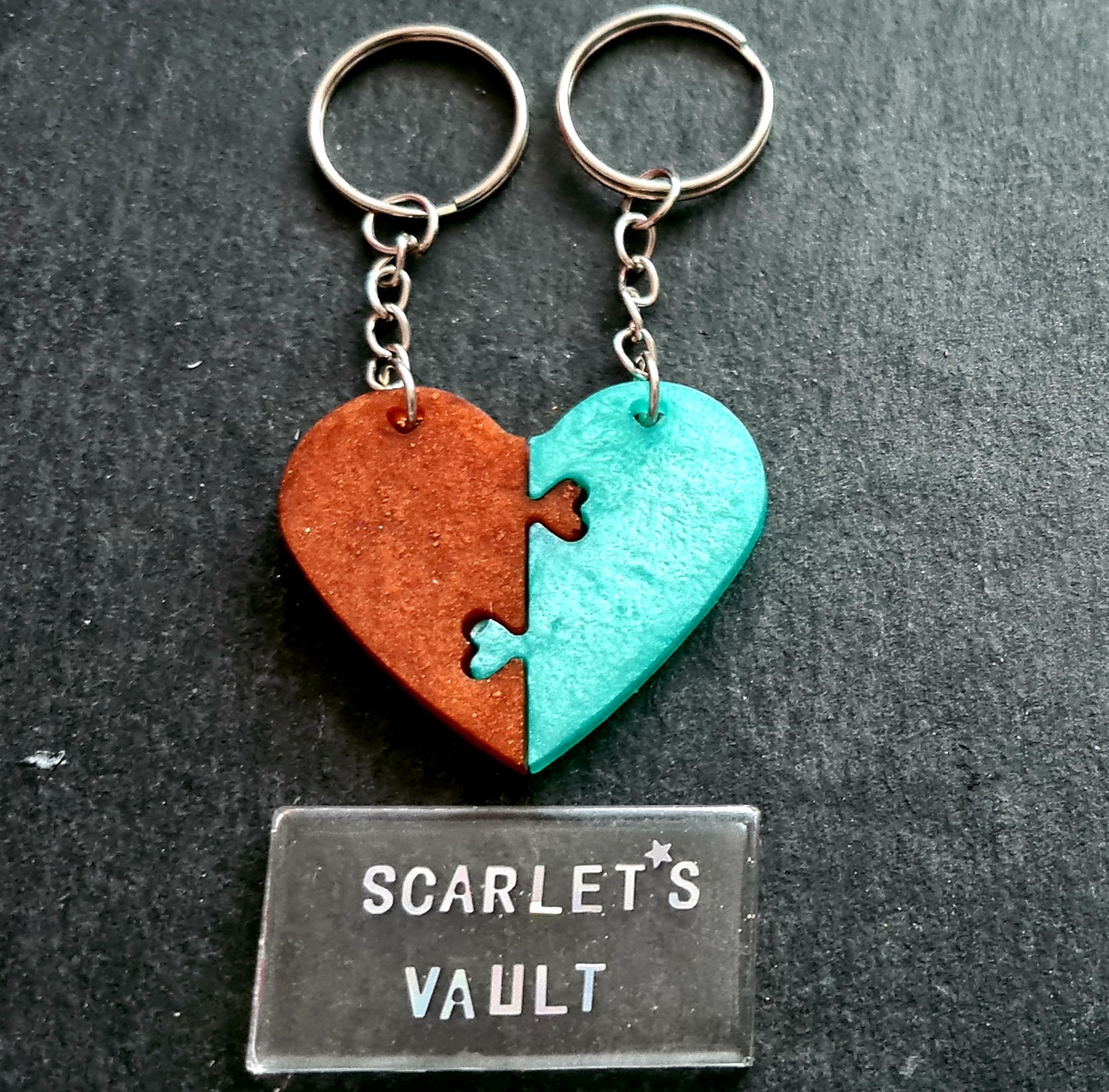Llavero de corazón de resina de dos piezas, todos los colores disponibles,  se puede personalizar, lindo para parejas, amor, san valentín, regalo -   México
