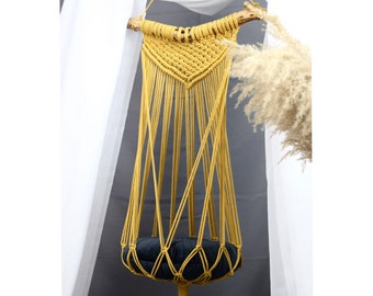 Handmade Macrame Cat Hammock: Boho Hanging Cat Bed with Cushion