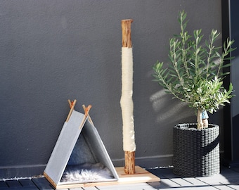 Modern Cat Teepee with Sisal Scratching Post – Cat House Hideaway
