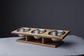 Tilted Cat or Small Dogs - Bowl Stand - Elevated Feeder - Triple Raised Feeding Station - Triple Cat or Small Dog bowl stand product logo