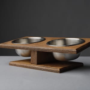 Tilted Cat & Small Dog Food Bowl Stand, Raised Feeding Station with 2 Bowls Cat Feeder, Elevated Double Bowls, Elevated cat / small dogbowls