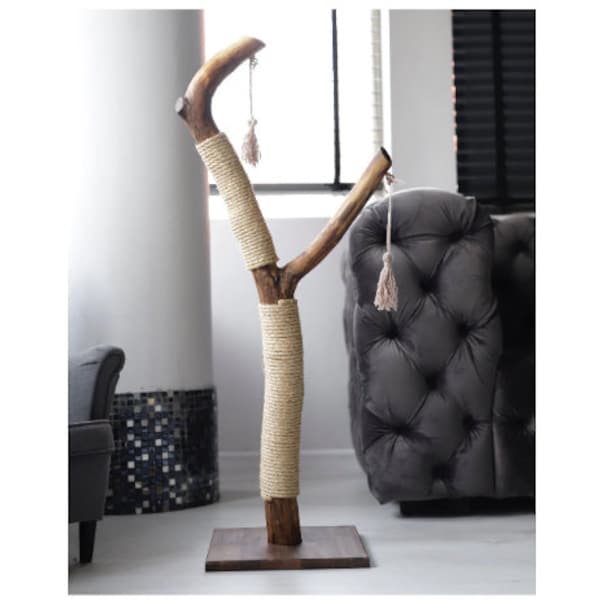 Unique Scratching Post, Cat climbing tree with toys, Solid wood Scratching Post, Cat tree tower, Cat Scratcher