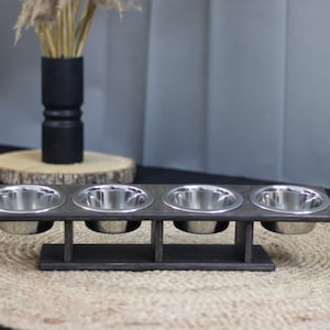4 Bowl Cat or Small Dogs feeding stand, Tilted Small Dog Food Stand, Tilted Cat Food Stand, Bowl Stand, Tilted Elevated Feeding Station