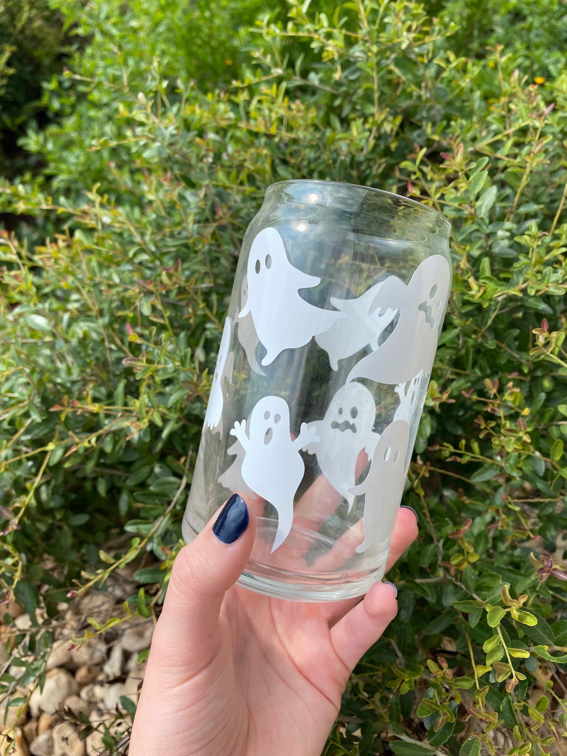 Ghost Beer Can Glass Cup Halloween Drinkware Spooky Season Etsy